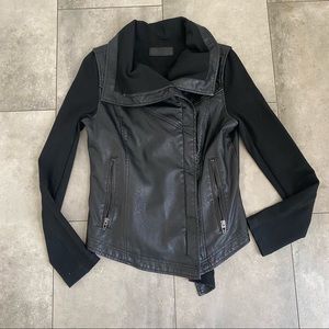 BlankNYC black faux leather zip up jacket size small
